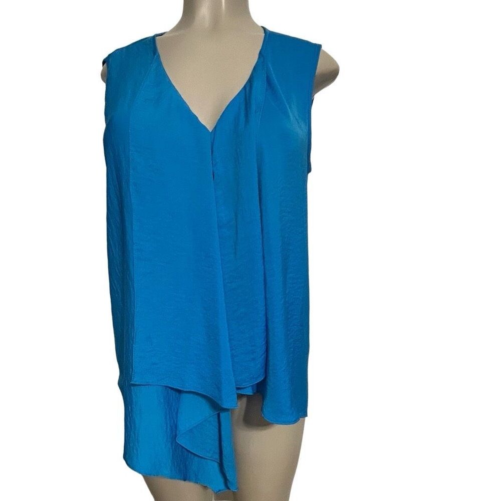 Sioni Tunic Women's Sz XL Turquoise Blue Asymmetrical Sleeveless Pullover Blouse